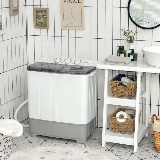 Costway 2-in-1 Portable 22lbs Capacity Washing Machine with Timer Control-Gray W2B