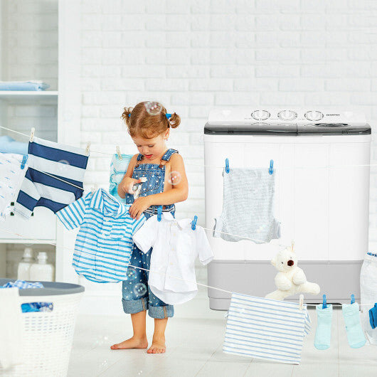 Costway 2-in-1 Portable 22lbs Capacity Washing Machine with Timer Control-Gray W2B