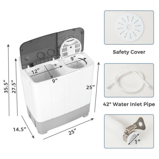 Costway 2-in-1 Portable 22lbs Capacity Washing Machine with Timer Control-Gray W2B