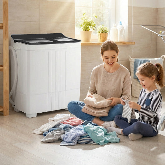 Costway Portable Washing Machine with 12 LBS Washer and 8 LBS Spinner Combo for Apartments-Gray W2B