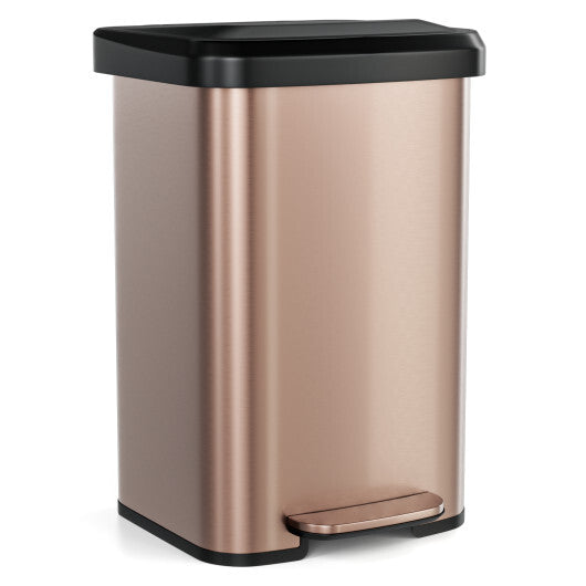 Costway 13.2 Gallon Step Trash Can with Soft Close Lid and Deodorizer Compartment-Golden W2B