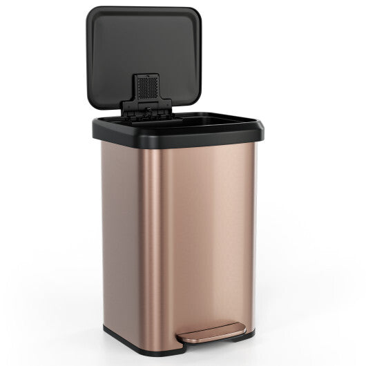 Costway 13.2 Gallon Step Trash Can with Soft Close Lid and Deodorizer Compartment-Golden W2B