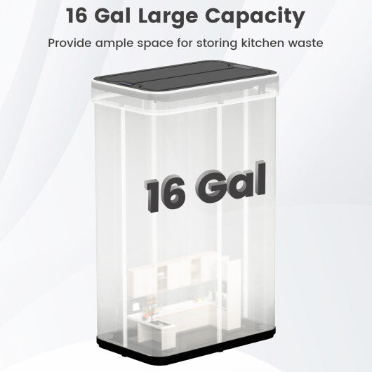 Costway 16 Gallon Trash Can with Wing Lids for Bedroom Bathroom Kitchen-Silver W2B