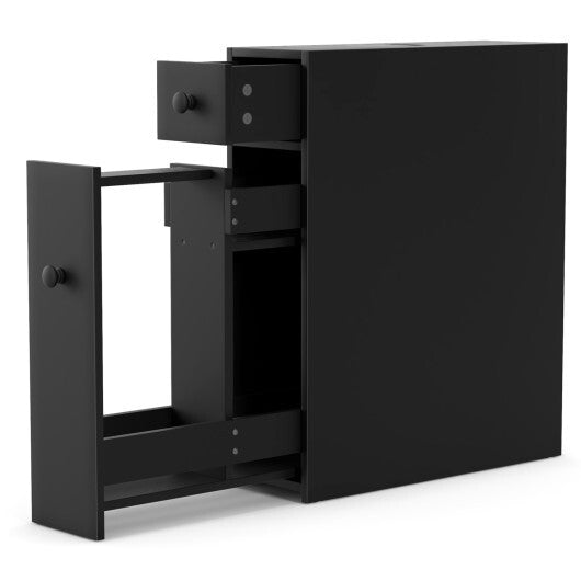 Costway Black Bathroom Cabinet Space Saver Storage Organizer-Black W2B
