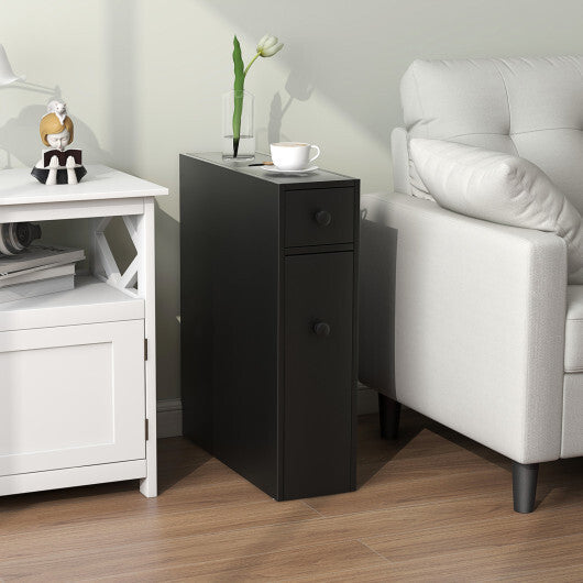 Costway Black Bathroom Cabinet Space Saver Storage Organizer-Black W2B