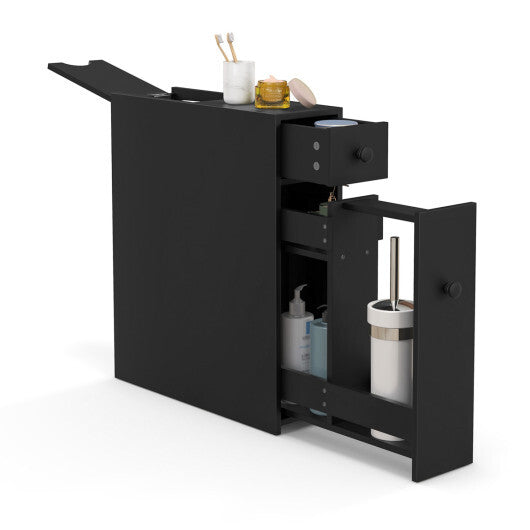 Costway Black Bathroom Cabinet Space Saver Storage Organizer-Black W2B