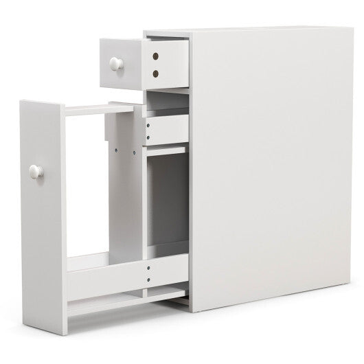Costway White Bathroom Cabinet Space Saver Storage Organizer-White W2B