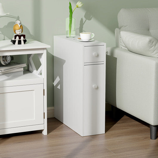 Costway White Bathroom Cabinet Space Saver Storage Organizer-White W2B