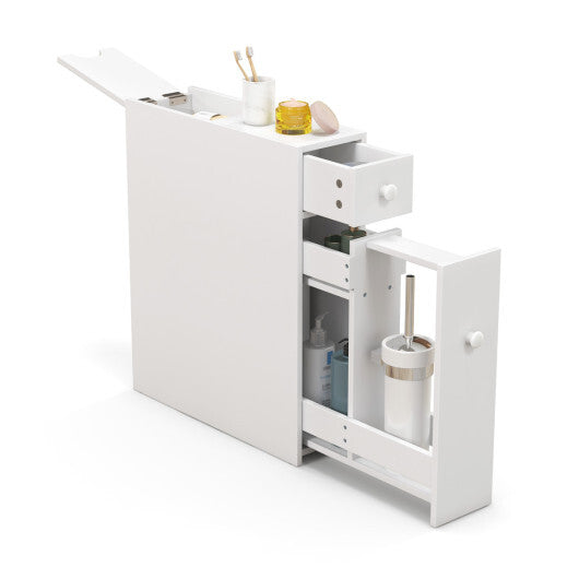 Costway White Bathroom Cabinet Space Saver Storage Organizer-White W2B
