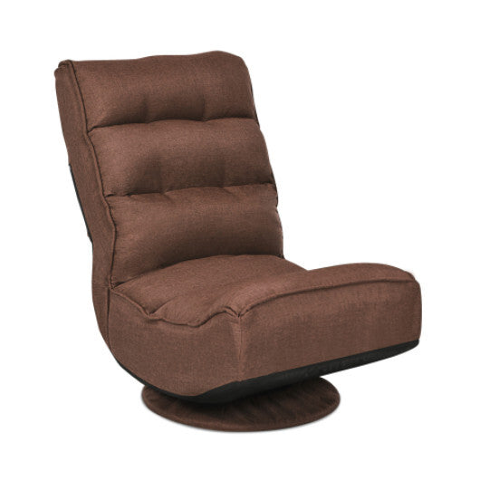 Costway 5-Position Folding Floor Gaming Chair-Rustic Brown W2B