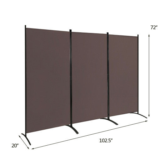 Costway 3-Panel Room Divider Folding Privacy Partition Screen for Office Room-Brown W2B