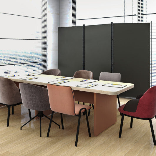 Costway 6 Feet 3 Panel Room Divider with Durable Hinges Steel Base-Gray W2B