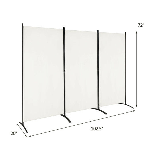 Costway3-Panel Room Divider Folding Privacy Partition Screen for Office Room-White W2B