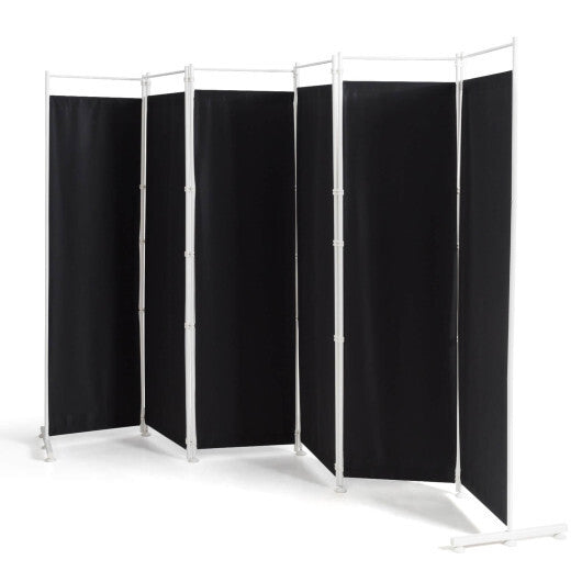 Costway 6-Panel Room Divider Folding Privacy Screen with Steel Support Base-Black W2B
