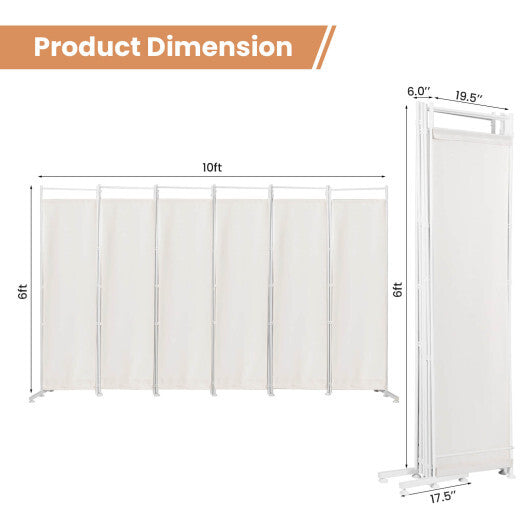 Costway 6-Panel Room Divider Folding Privacy Screen-White W2B
