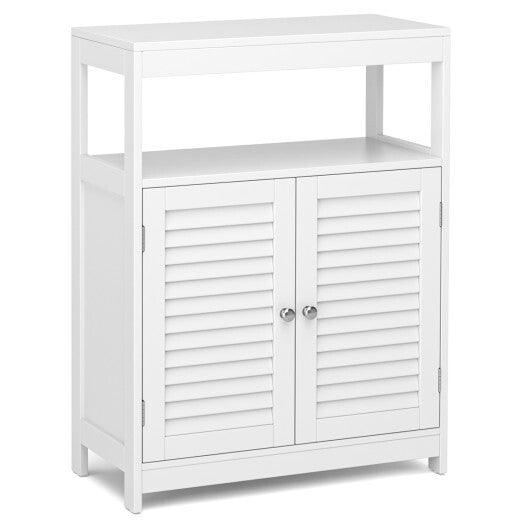 Costway Freestanding Bathroom Floor Cabinet with Double Shutter Doors-White W2B