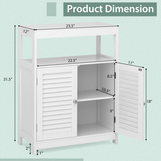 Costway Freestanding Bathroom Floor Cabinet with Double Shutter Doors-White W2B