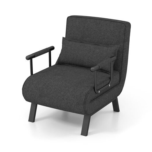 Costway Folding 6 Position Convertible Sleeper Bed Armchair Lounge Couch with Pillow-Gray W2B