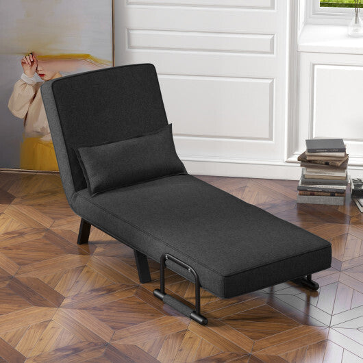 Costway Folding 6 Position Convertible Sleeper Bed Armchair Lounge Couch with Pillow-Gray W2B