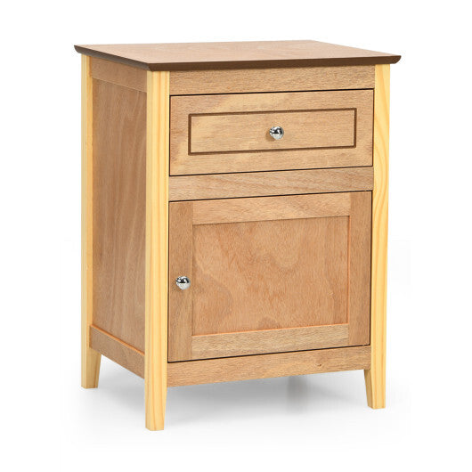 Costway 2-Tier Accent Table with Spacious Tabletop-Natural W2B
