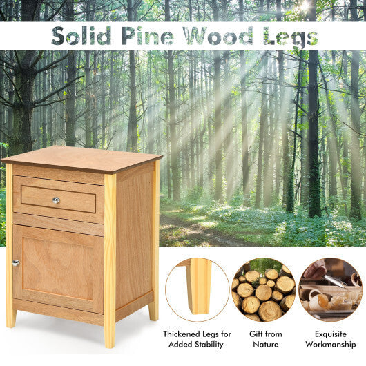 Costway 2-Tier Accent Table with Spacious Tabletop-Natural W2B