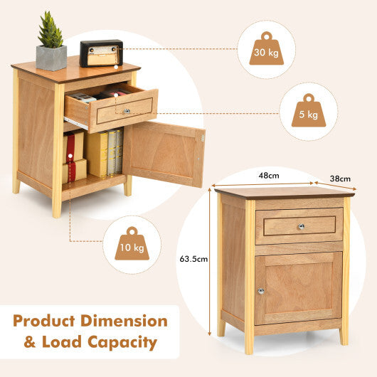 Costway 2-Tier Accent Table with Spacious Tabletop-Natural W2B