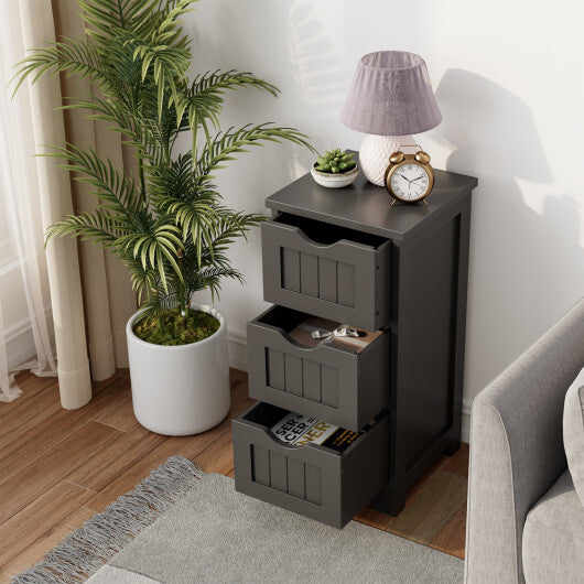 Costway Bathroom Floor Freestanding Storage Organizer with 3 Drawers-Black W2B