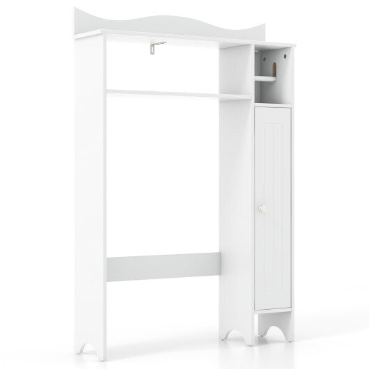 Costway Wood Over the Toilet Bathroom Space Saver with Paper Holder and Shelf-White W2B