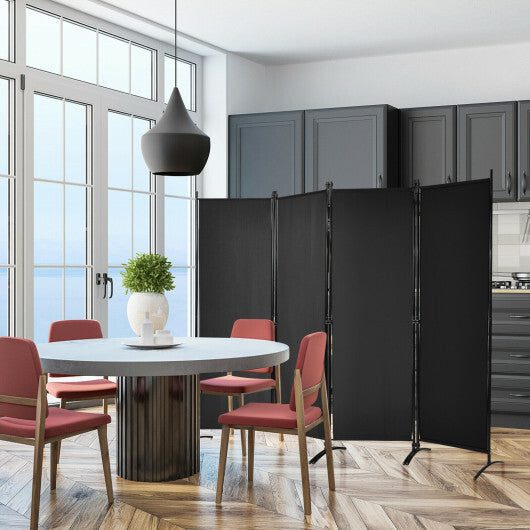 Costway 4-Panel  Room Divider with Steel Frame-Black W2B