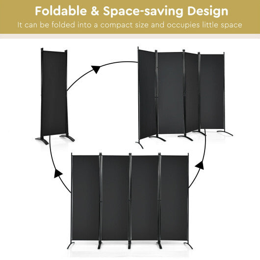 Costway 4-Panel  Room Divider with Steel Frame-Black W2B
