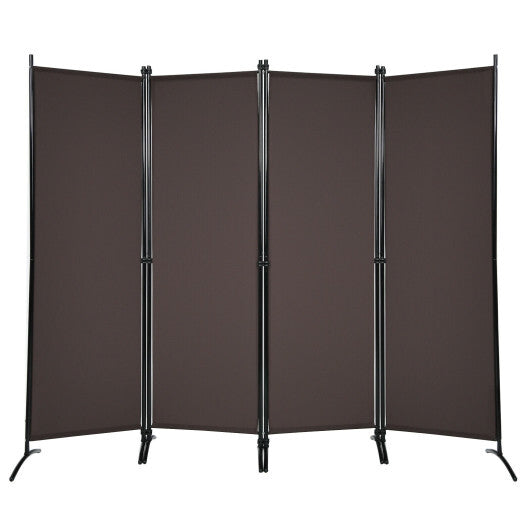 Costway 4-Panel  Room Divider with Steel Frame-Brown W2B
