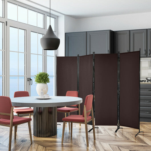 Costway 4-Panel  Room Divider with Steel Frame-Brown W2B