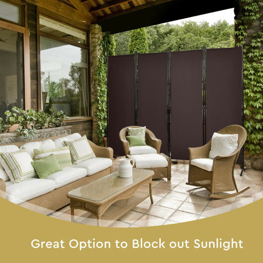Costway 4-Panel  Room Divider with Steel Frame-Brown W2B