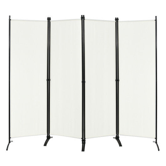Costway 4-Panel  Room Divider with Steel Frame-White W2B