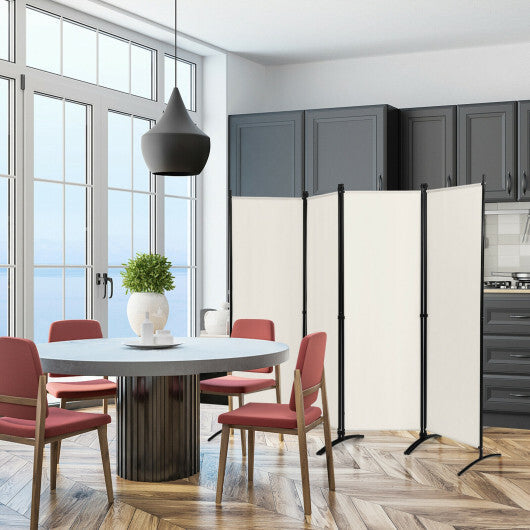 Costway 4-Panel  Room Divider with Steel Frame-White W2B