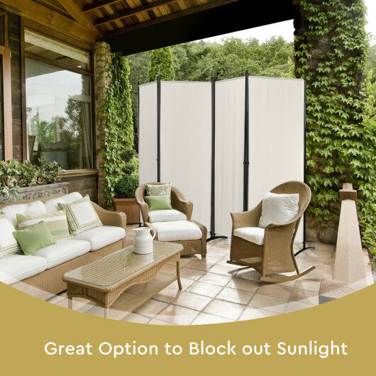 Costway 4-Panel  Room Divider with Steel Frame-White W2B