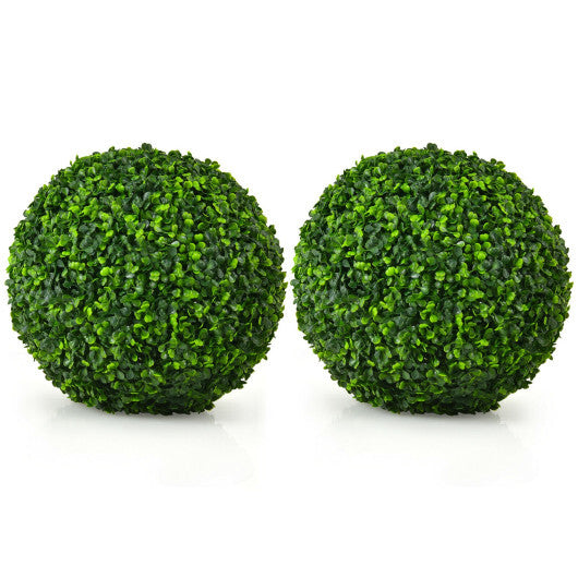 Costway 2 Pieces 15.7 Inch Artificial Boxwood Topiary Ball Tree Set W2B
