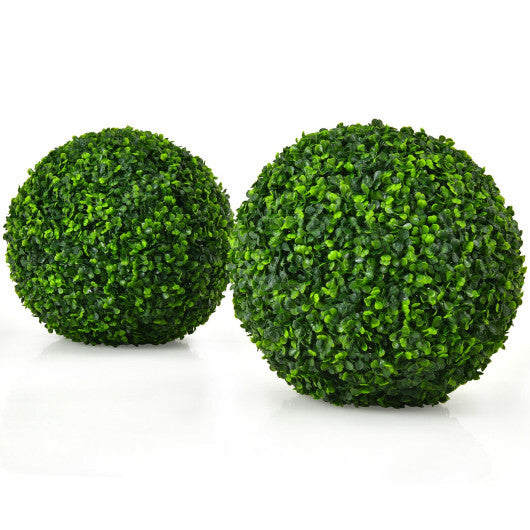 Costway 2 Pieces 15.7 Inch Artificial Boxwood Topiary Ball Tree Set W2B