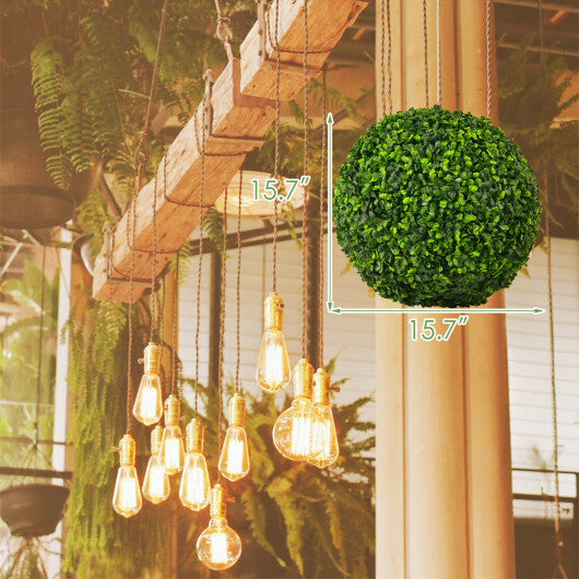 Costway 2 Pieces 15.7 Inch Artificial Boxwood Topiary Ball Tree Set W2B