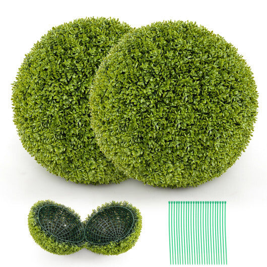 Costway 2 Pieces 20 Inches Artificial Sun-Protective Topiary Spheres for Patio Garden Front Door Balcony Backyard-M W2B