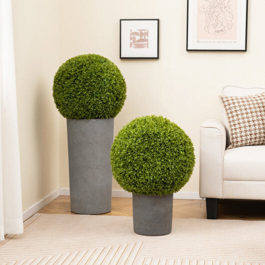 Costway 2 Pieces 20 Inches Artificial Sun-Protective Topiary Spheres for Patio Garden Front Door Balcony Backyard-M W2B