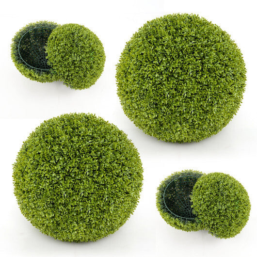 Costway 2 Pieces 20 Inches Artificial Sun-Protective Topiary Spheres for Patio Garden Front Door Balcony Backyard-M W2B