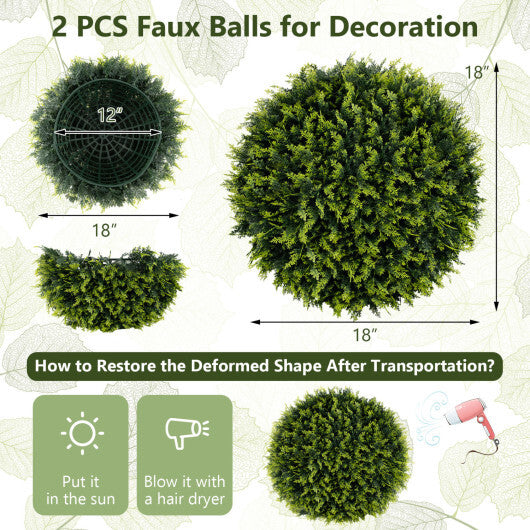 Costway 2 Pieces 18/22 Inches Indoor Outdoor Faux Decorative Balls for Patio Garden Front Door Balcony and Backyard-S W2B