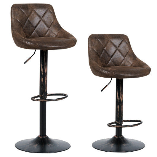 Costway Set of 2 Adjustable Bar Stools with Backrest and Footrest W2B