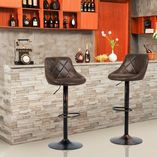 Costway Set of 2 Adjustable Bar Stools with Backrest and Footrest W2B