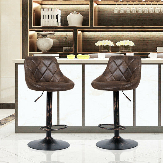 Costway Set of 2 Adjustable Bar Stools with Backrest and Footrest W2B