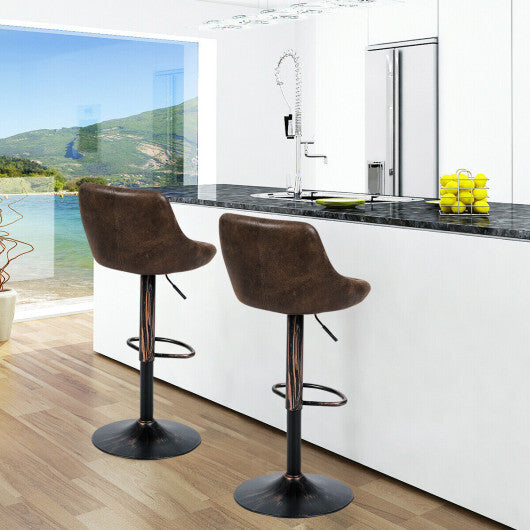 Costway Set of 2 Adjustable Bar Stools with Backrest and Footrest W2B