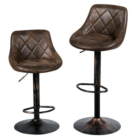 Costway Set of 2 Adjustable Bar Stools with Backrest and Footrest W2B