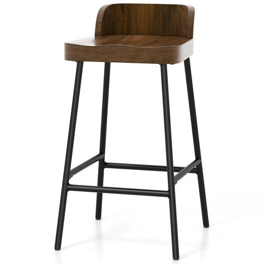 Costway Industrial 24.5 Inches Bar Stool with Backrest and Saddle Seat-Rustic Brown W2B