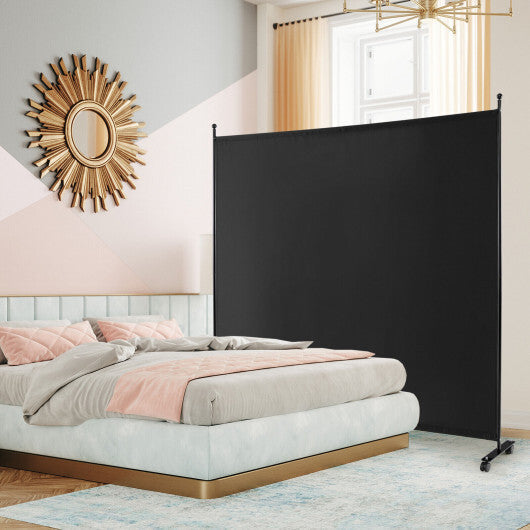 Costway 6 Feet Single Panel Rolling Room Divider with Smooth Wheels W2B